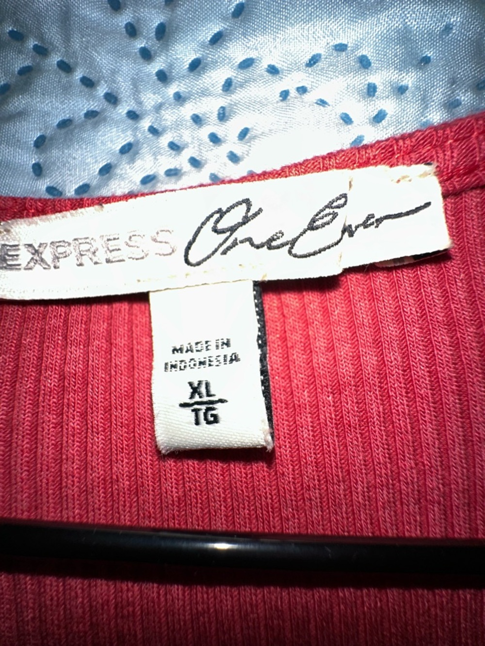 Express Ribbed Wrap-Style Long Sleeve Top in Rust - Picture 3 of 5